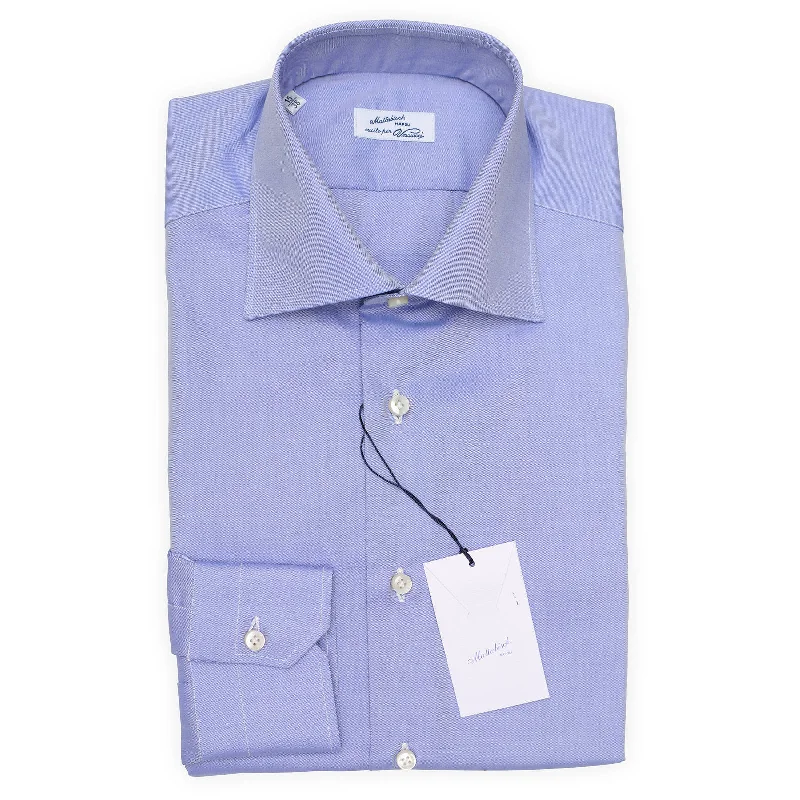 MATTABISCH for VANNUCCI Blue Poplin Cotton Dress Shirt Eu 38 Us 15 Athletic Men's High