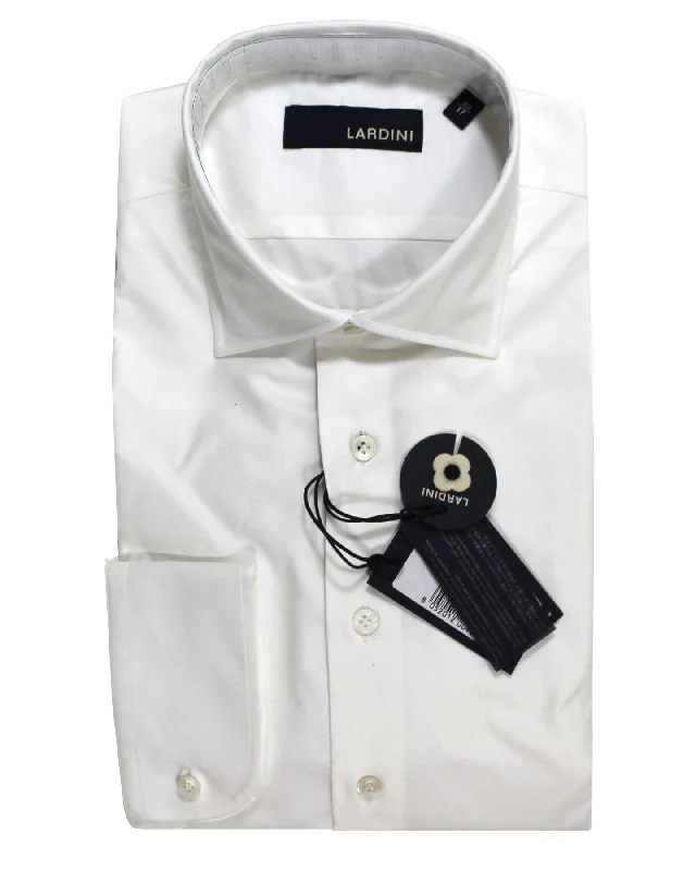 Lardini Dress Shirt White Regular & French Cuffs 41 - 16 Relaxed Men's Australian 