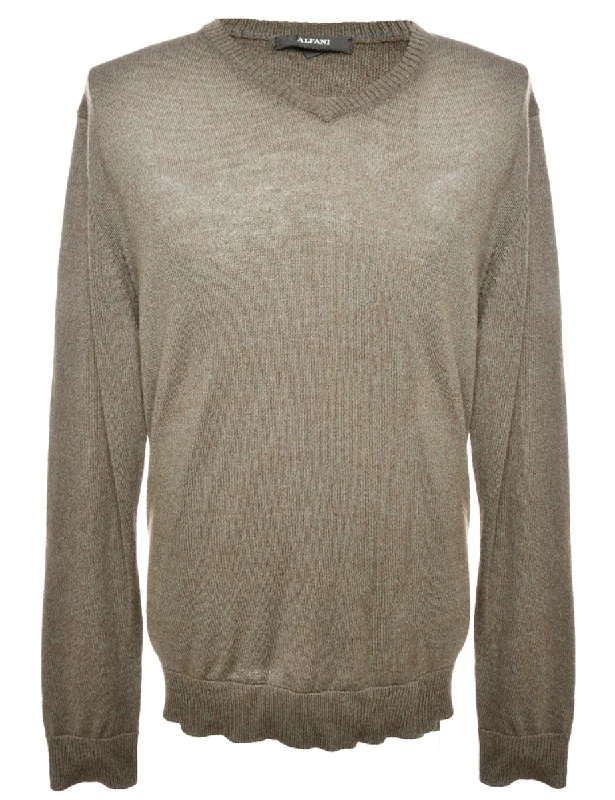 Long Sleeved Dark Grey Jumper - L Casual Men's Loose