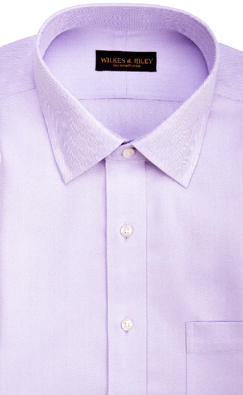 Classic Fit Lavender Herringbone Spread Collar Supima® Cotton Non-Iron Dress Shirt Cool Men's Skate