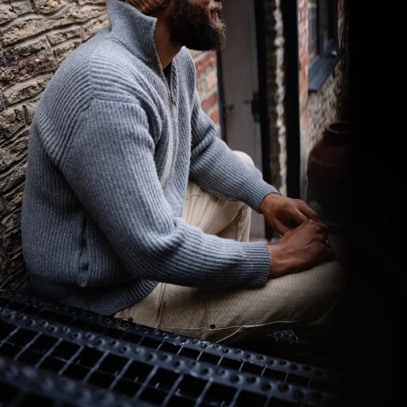 Men's Ribbed Zip Wool Cardigan Lumberjack