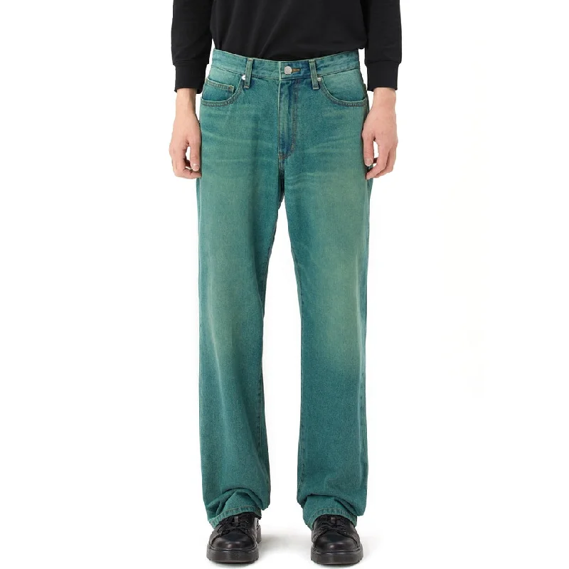 Semi Wide Green Tinted Jeans - Green Blue Sporty Men's Athleisure 