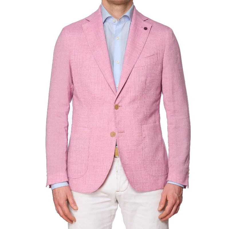 SARTORIA PARTENOPEA Pink Polyester-Linen Jacket EU 48 NEW US 38 Current Model Confident Men's High