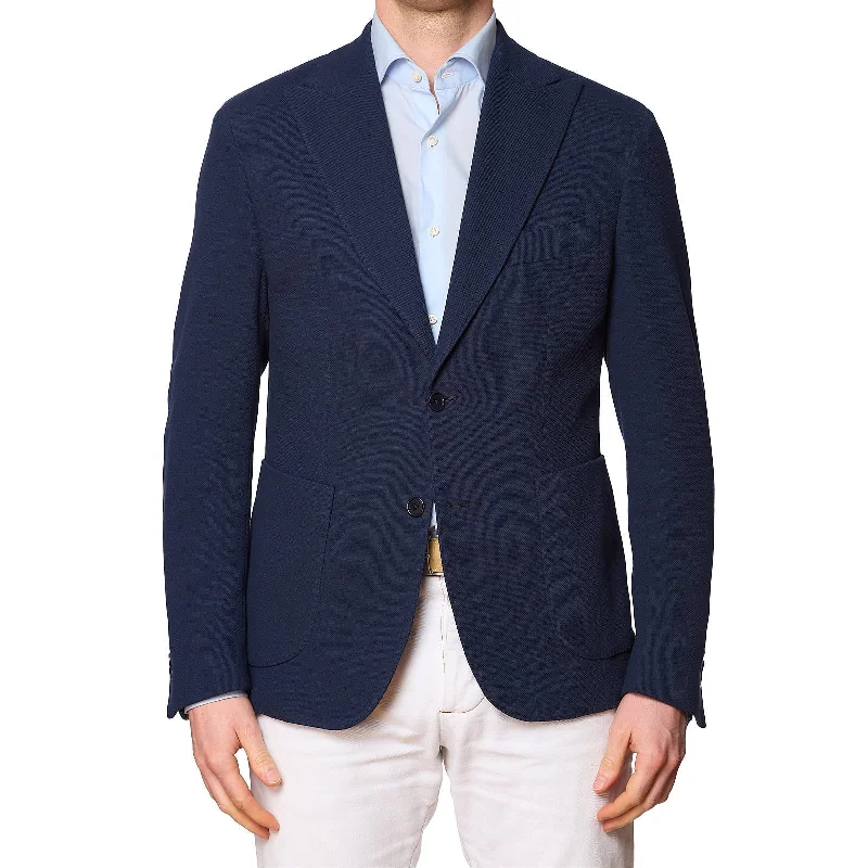 SARTORIA PARTENOPEA Blue Micro Cotton Peak Lapel Jacket NEW Current Model Vacation