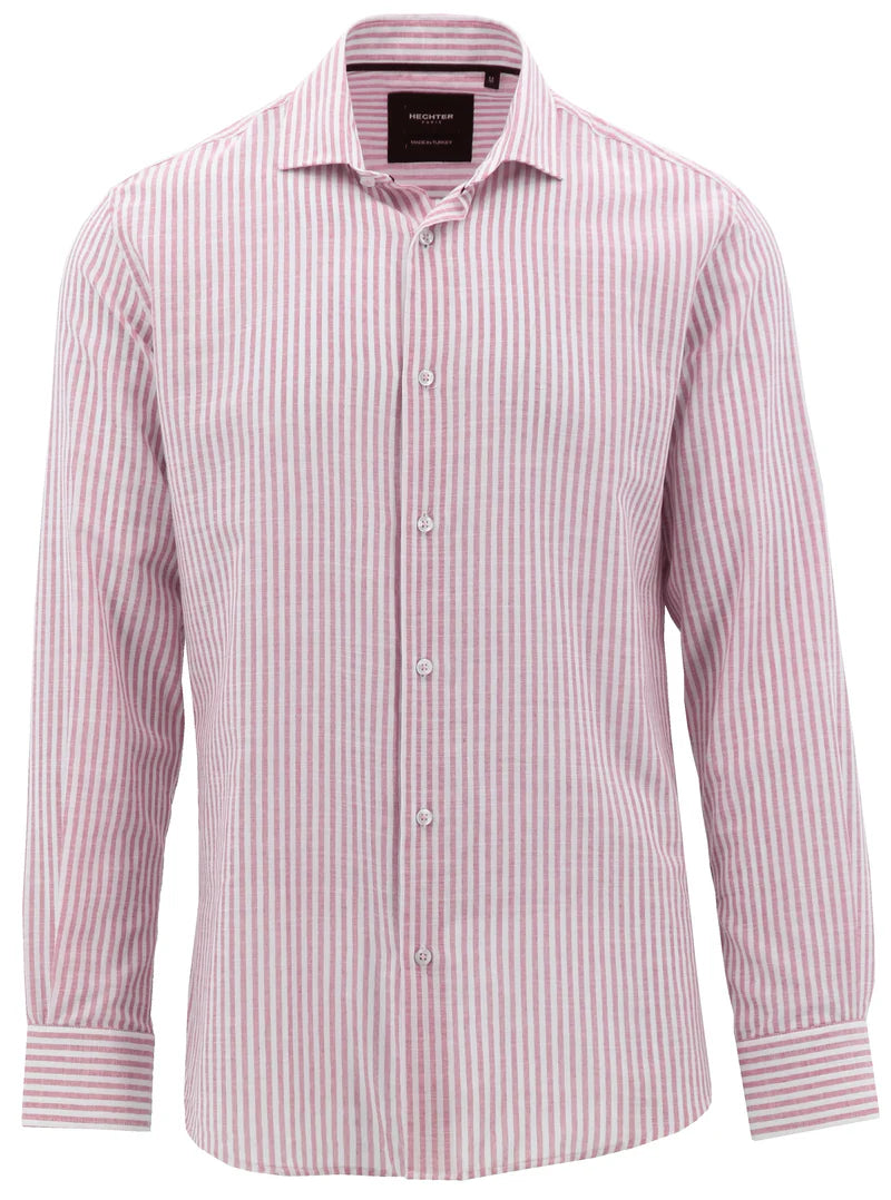 Daniel Hechter - Sel Linen Shirt - Stripe - Pink & White Earthy Men's Sustainable 