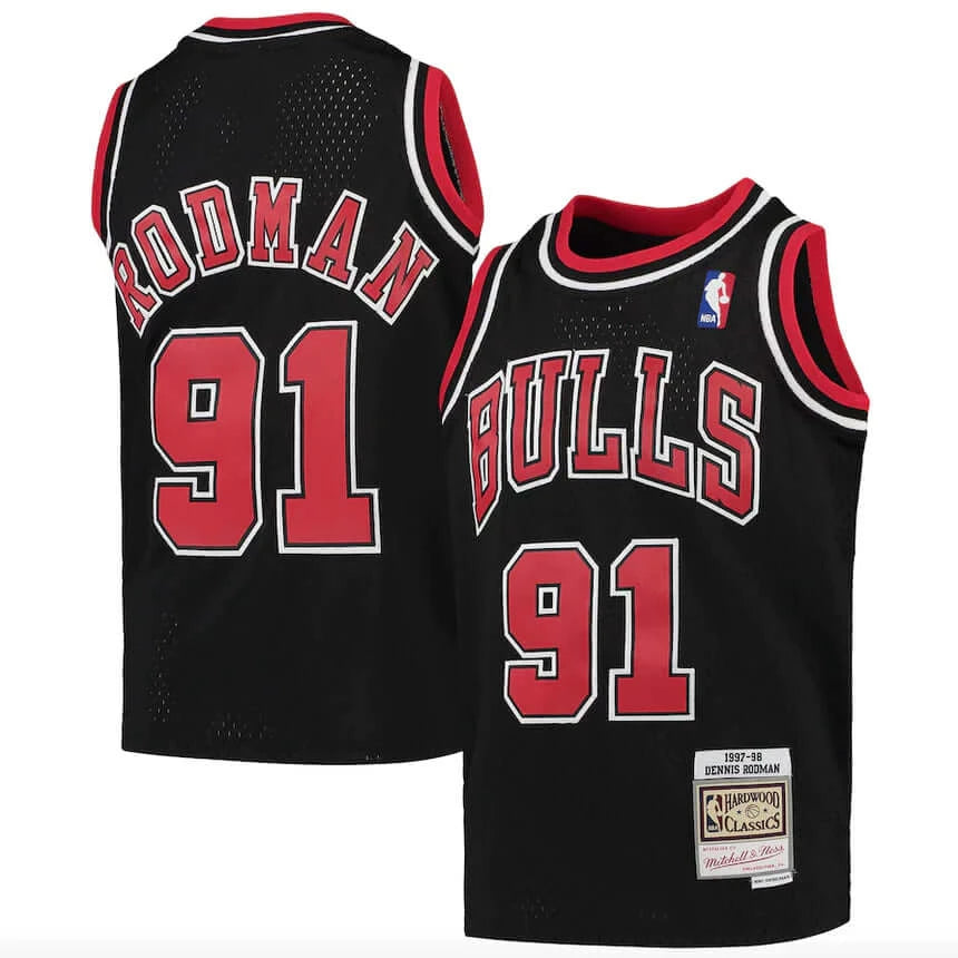 Chicago Bulls Youth Dennis Rodman Black Jersey Hardwood Classic Swingman Trendy Men's Bucket