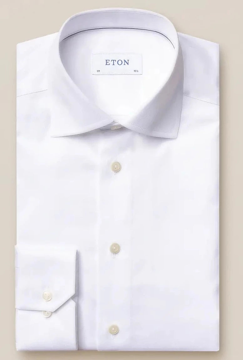 White Signature Twill Contemporary Fit Dress Shirt - ETON Youthful Men's Anime