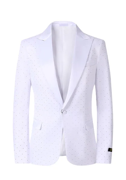 Studded Star Slim Fit Blazer - White Bohemian Men's Free