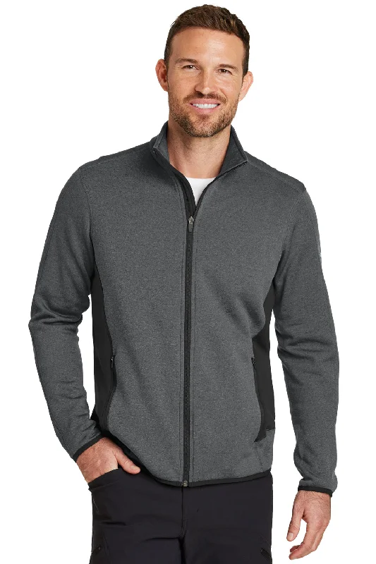 Eddie Bauer Mens Full Zip Fleece Jacket - Heather Dark Charcoal Grey Traditional Men's Wool