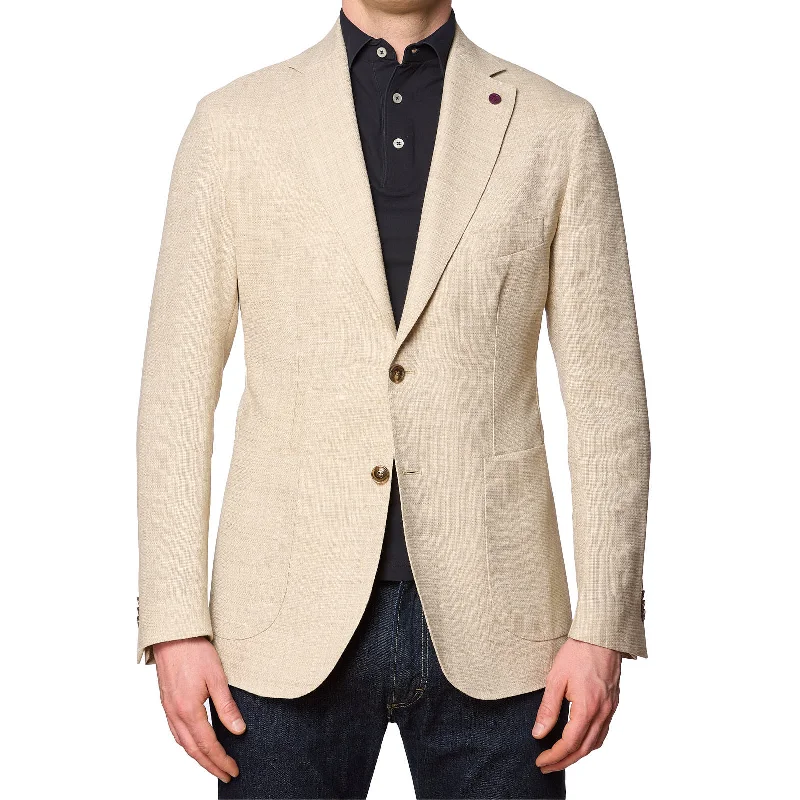 SARTORIA PARTENOPEA Beige Linen Hopsack Jacket NEW Current Model Cclassic Men's Tweed