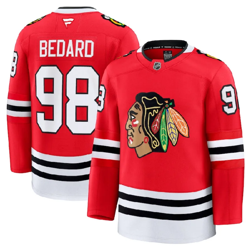 Chicago Blackhawks Connor Bedard Men's Fanatics Red Home Premium Jersey Casual Men's Loose