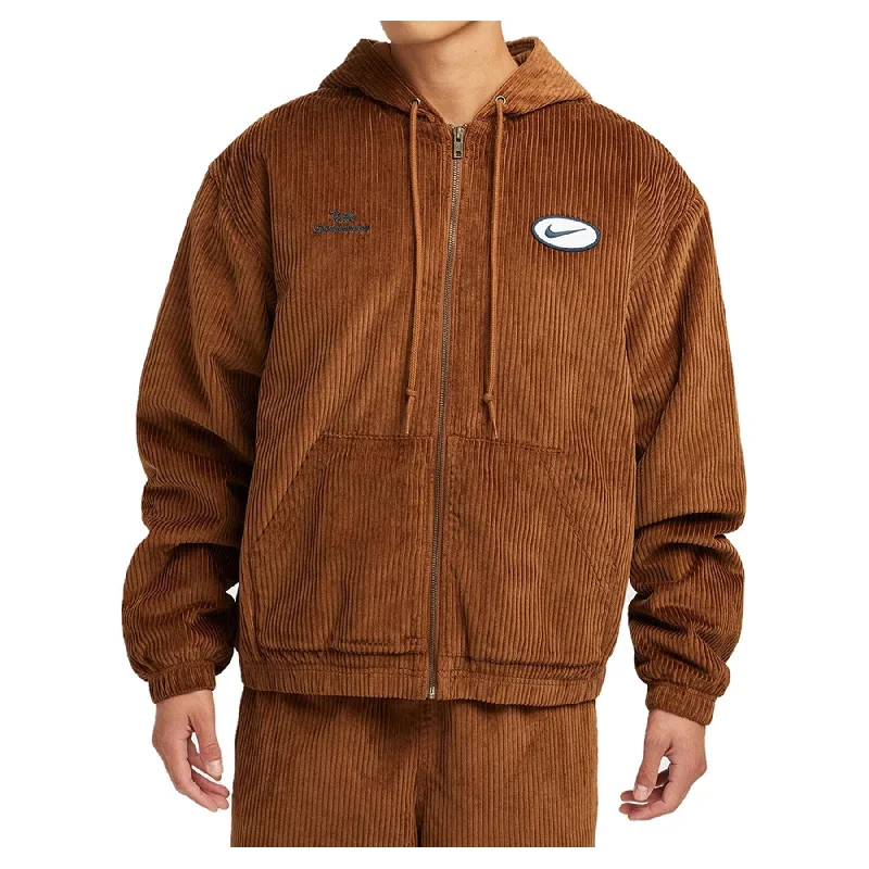 Nike SB Hooded Corduroy Jacket Brown Artistic Men's Avant