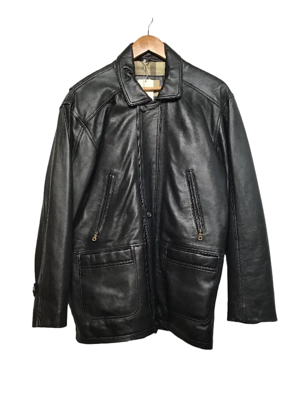 Black Leather Coat (Size M) Dynamic Men's Glow