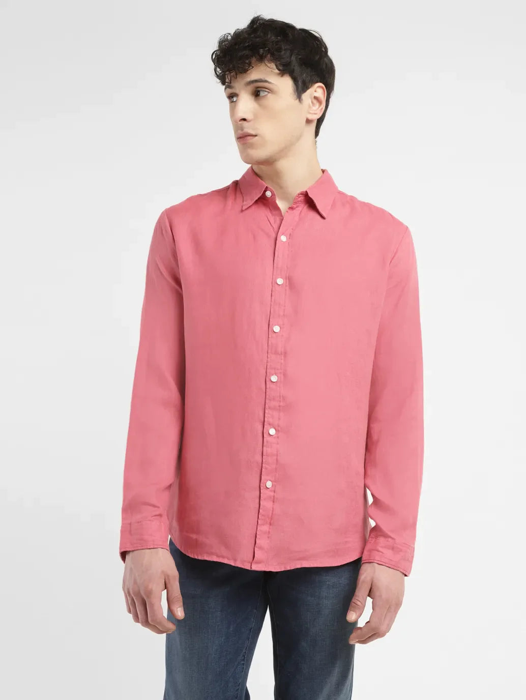 Men's Solid Slim Fit Linen Shirt Elegant Men's Formal 