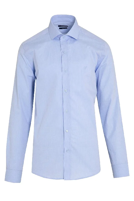 Slim Fit Cotton Blue Dress Shirt Practical Men's Multi