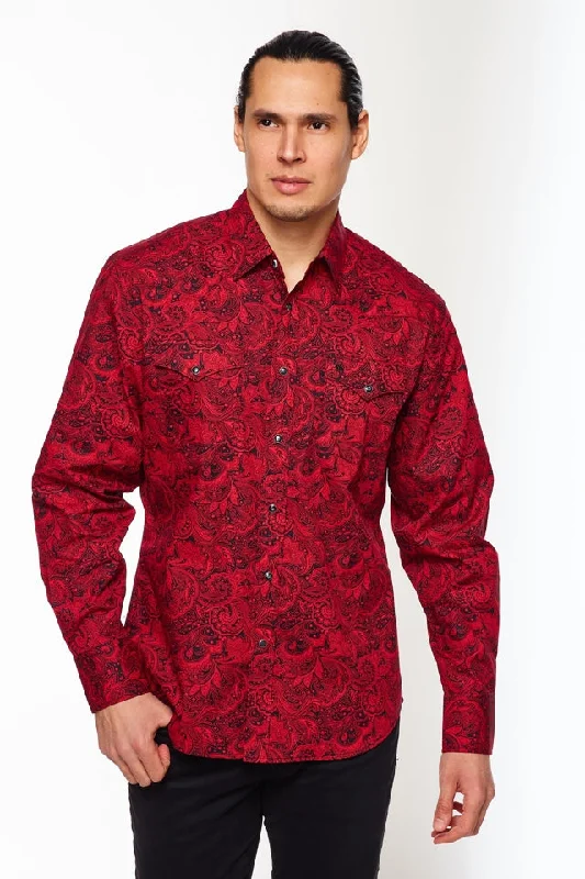 Red Paisley Western Shirt Relaxed Men's Australian 