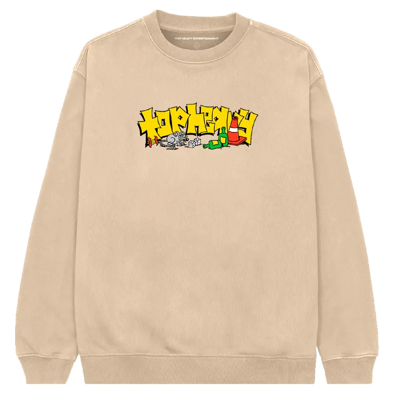 Top Heavy Skate Rat Crewneck Sweatshirt Khaki Hip Men's Urban