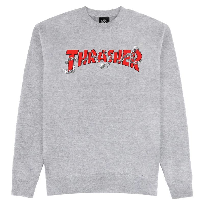 Thrasher Chains by Daniel Shepard Crewneck Sport Grey Traditional Men's Wool