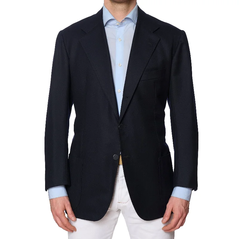 RUBINACCI LH Napoli Navy Blue Doeskin Blazer Jacket EU 52 US 42 Long Trendy Men's Scandinavian