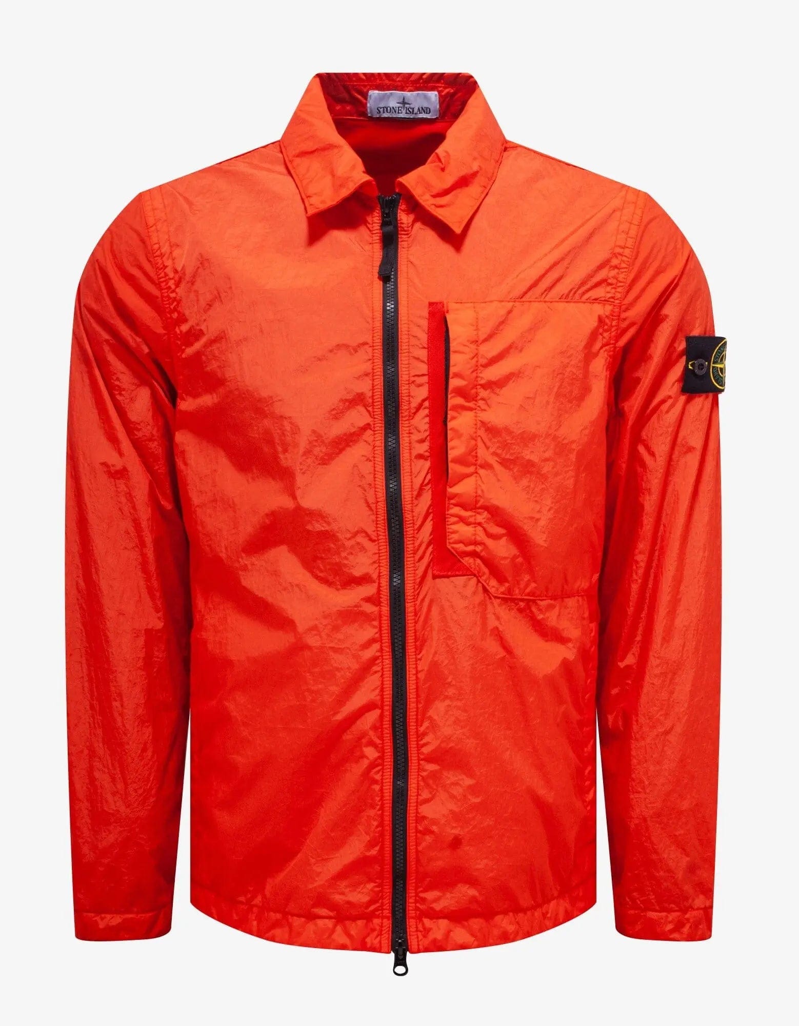 Stone Island Red Garment Dyed Nylon Overshirt Youthful Men's Pop