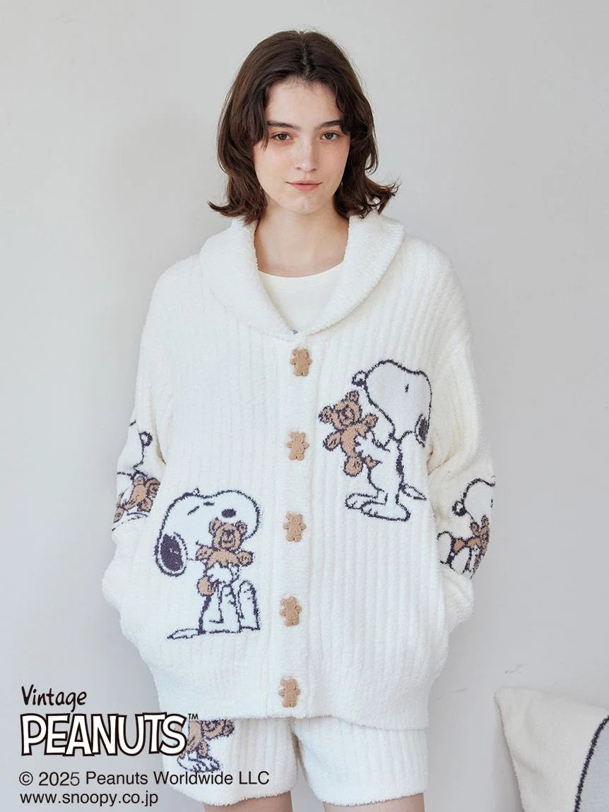 [PEANUTS] [UNISEX] SNOOPY×BEAR Jacquard Shawl Cardigan Confident Men's High