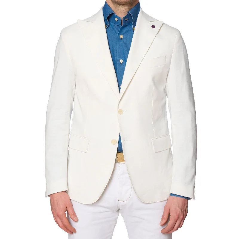 SARTORIA PARTENOPEA White Linen Unlined Jacket EU 48 NEW US 38 Current Model Stylish Men's Tropical 