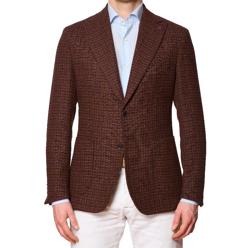 SARTORIA PARTENOPEA Multicolor Shepard's Check Wool-Poly Jacket EU 50 NEW US 40 Current Model Elegant Men's Cashmere