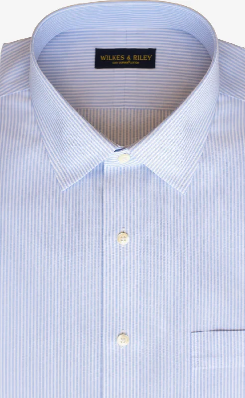 Tailored Fit Light Blue End On End Stripe Spread Collar  Supima® Cotton Non-Iron Dress Shirt Dynamic Men's Moto