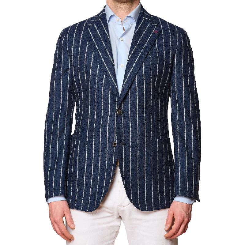 SARTORIA PARTENOPEA Blue Chalk Striped Wool Jacket NEW Current Model Confident Men's High