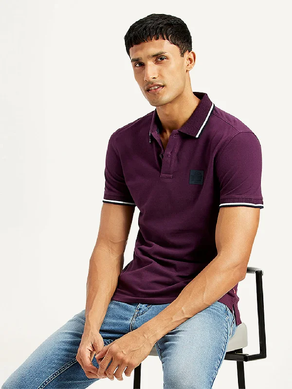 Men's Solid Slim Fit Polo T-shirt Modern Men's Geometric