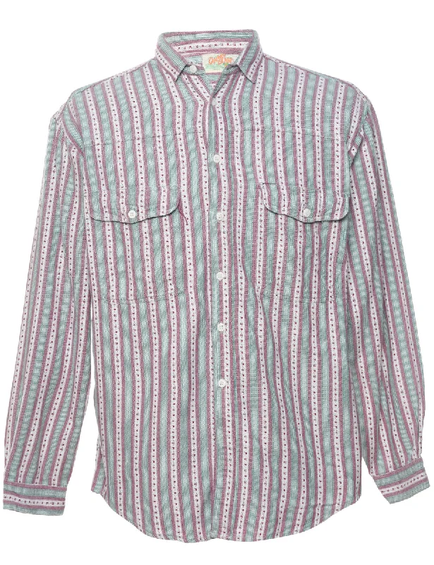 Striped Maroon & Green Shirt - M Confident Men's High