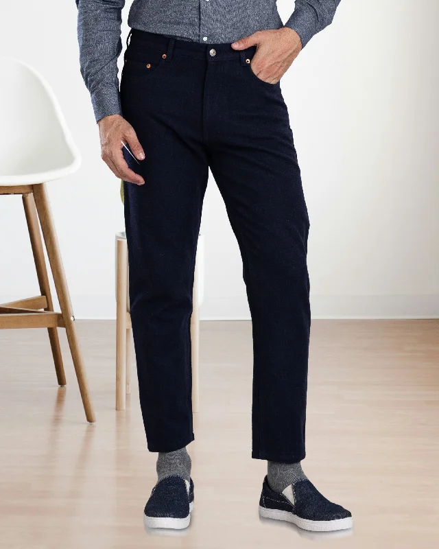 Navy Wool Jeans British Gentleman Style