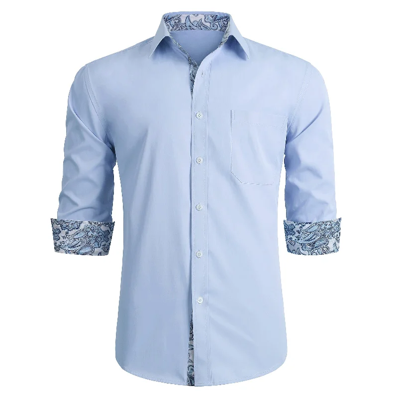 Men's Light Blue Dress Shirt with Pocket - LIGHT BLUE Modern Men's Tech