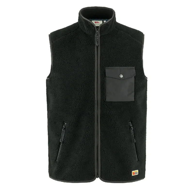 Fjallraven Vardag Pile Fleece Vest Black / Dark Grey Dynamic Men's High