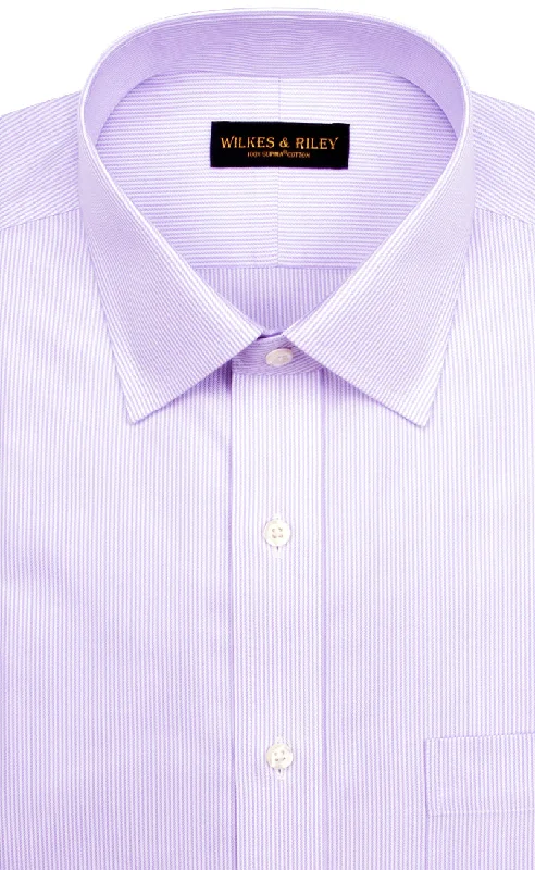 Tailored Fit Purple Stripe Spread Collar Supima® Cotton Non-Iron Twill Dress Shirt Edgy Men's Punk