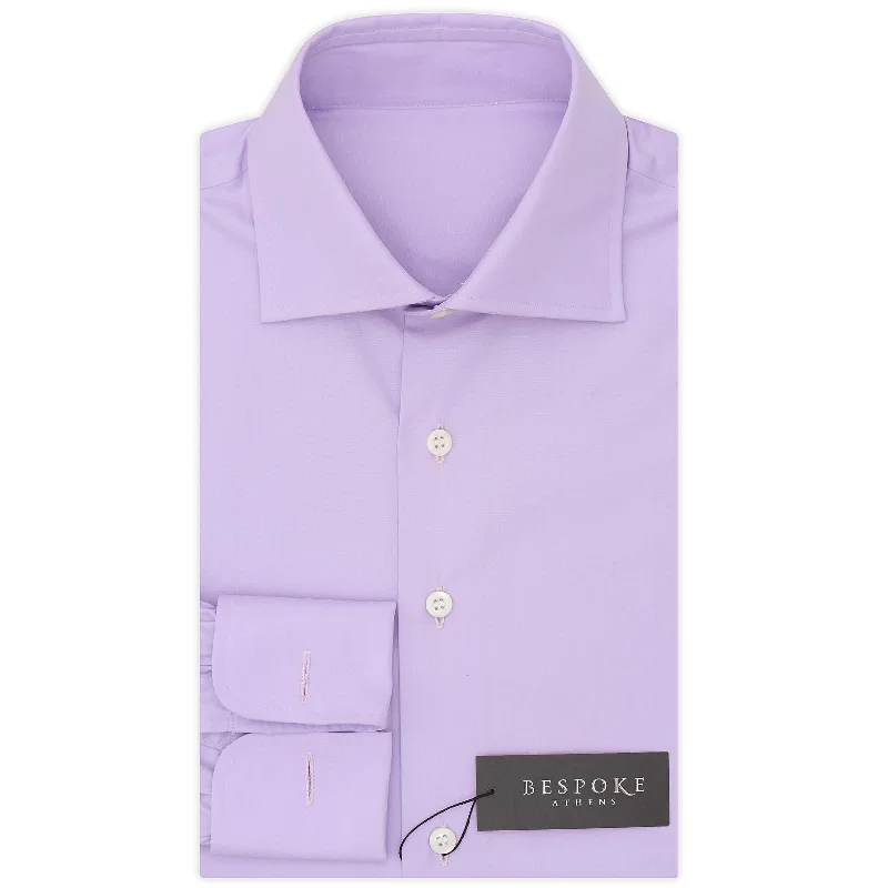 BESPOKE ATHENS Handmade Light Purple Cotton French Cuff Dress Shirt EU 38 NEW US 15 Sporty Men's Tennis