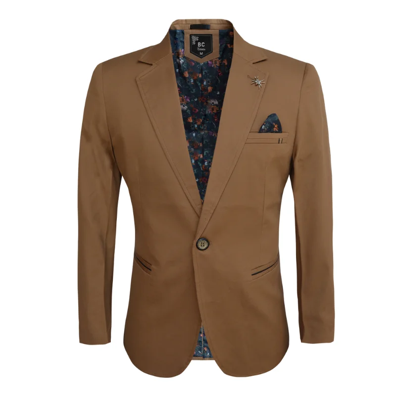 Men's Cotton-Stretch Blazer Camel 511 Sophisticated Men's 