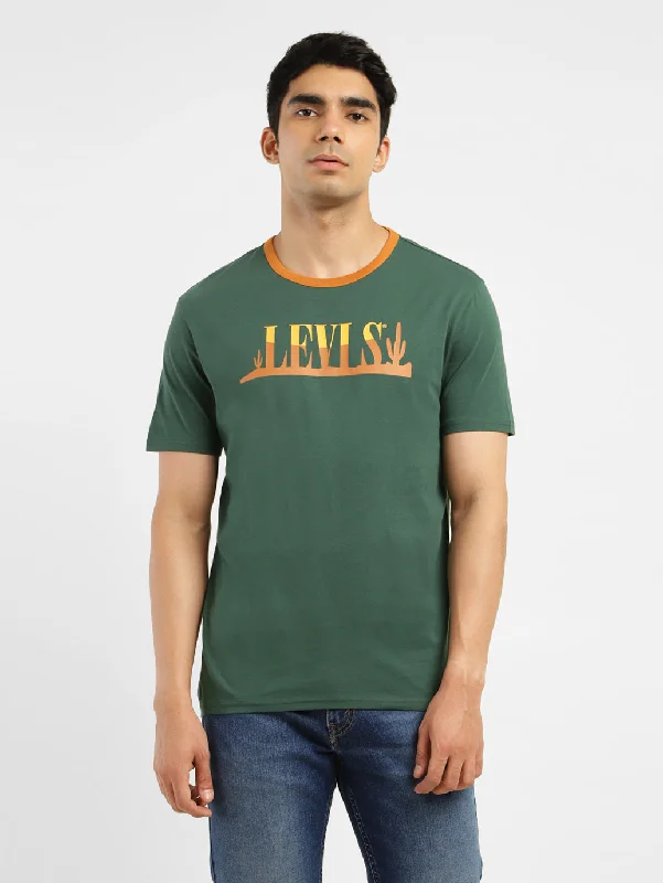 Men's Brand Logo Regular Fit T-shirt Polished Men's Silk