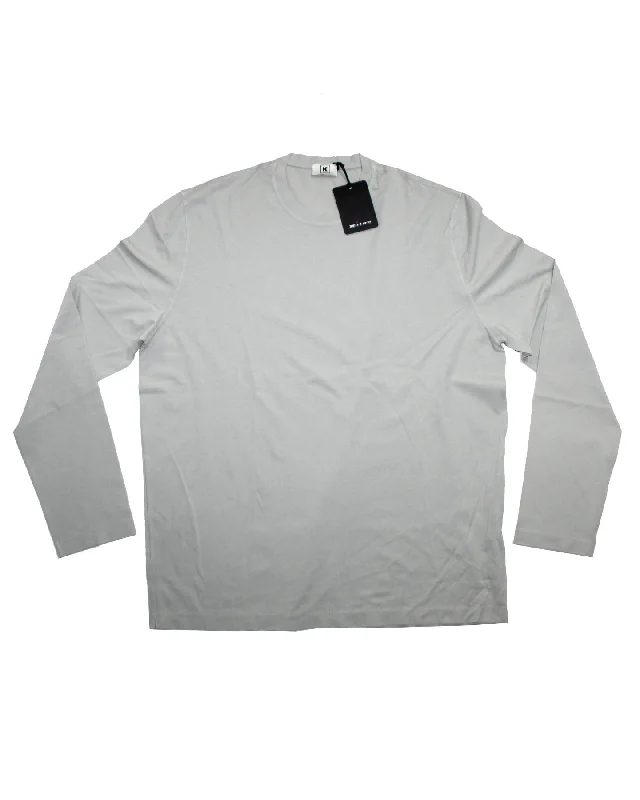 Kired Kiton Longsleeve T-Shirt Gray Crêpe Cotton EU 52 / L SALE Dynamic Men's Glow