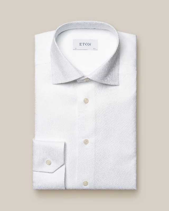 White Cotton-Tencel Contemporary Fit Shirt - ETON Laid