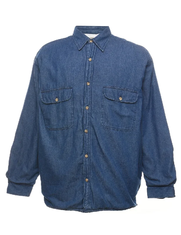 Faux Shearling Lining Denim Shirt - L Organic