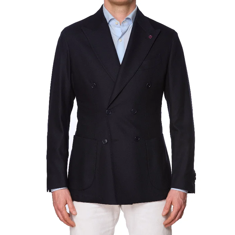 SARTORIA PARTENOPEA Navy Blue Wool-Cashmere DB Jacket Blazer EU 50 NEW US 40 Sharp Men's Italian