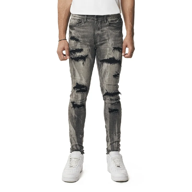 Super Skinny Vertical Lightning Jeans - Pluto Grey Tough Men's Military