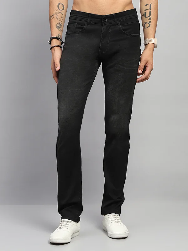 Men Black Solid Narrow Fit Denim Traditional Men's Country