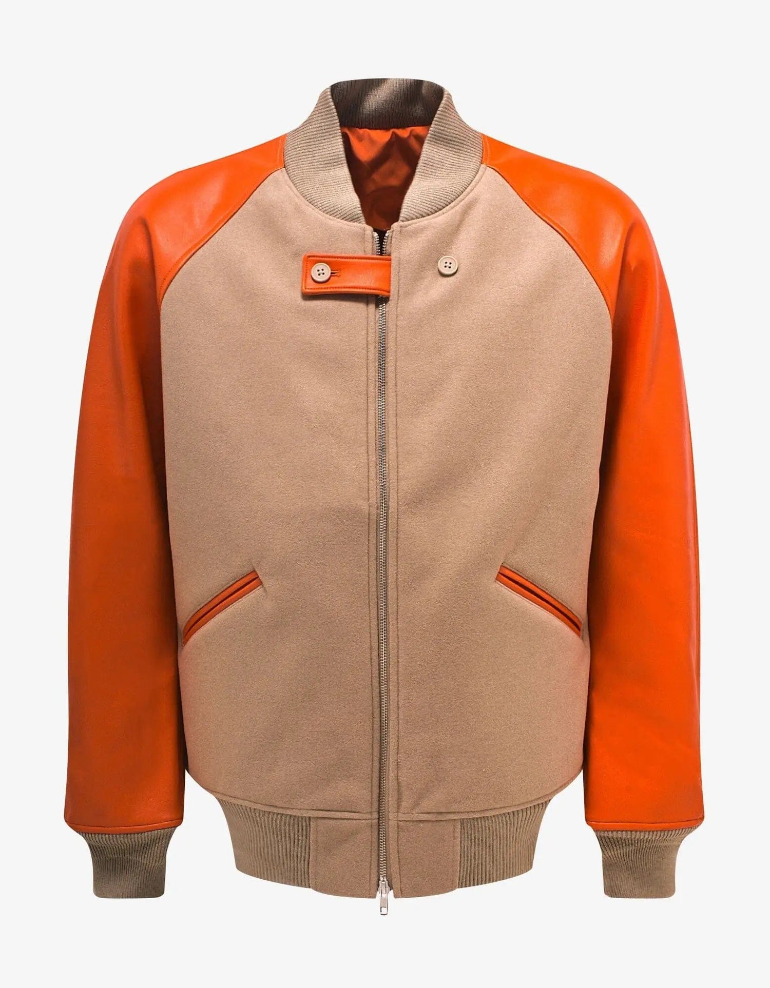 Y-3 Khaki and Orange Classic Varsity Jacket Vacation