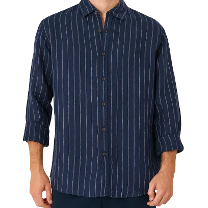 The Giacomo Linen Shirt - Navy Cozy Men's Sherpa