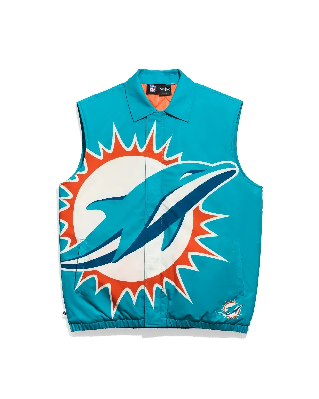 Miami Dolphins Big Logo Quilted Puffer Vest Practical Men's Quick