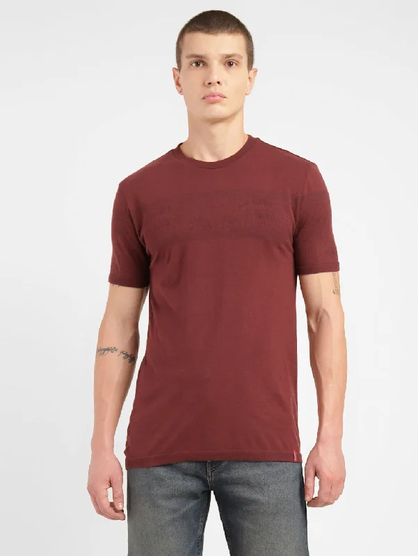 Men's Solid Crew Neck T-shirt Maroon Polished Men's Silk