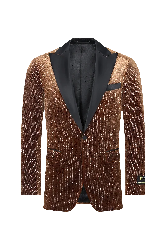 Luxe Bronze Velvet Blazer Youthful Men's Pop