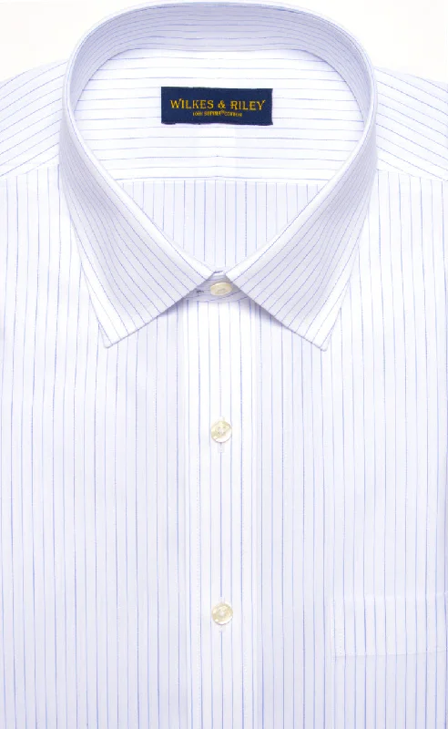 Classic Fit Narrow Alternating Stripe Spread Collar Supima® Cotton Non-Iron Broadcloth Dress Shirt Cool Men's Skate